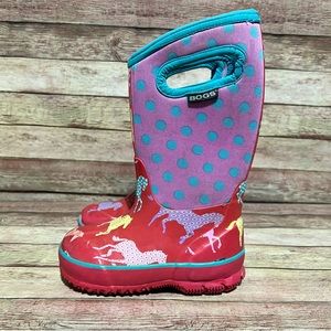 Bogs Pink Horses Classic Pull Up Boots